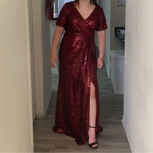 Revelry Giselle Dress in Burgundy Sequins | Bridesmaid